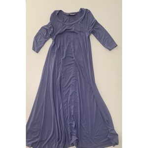 Sky Blue Mid-Calf Dress with Mid-Length Sleeves